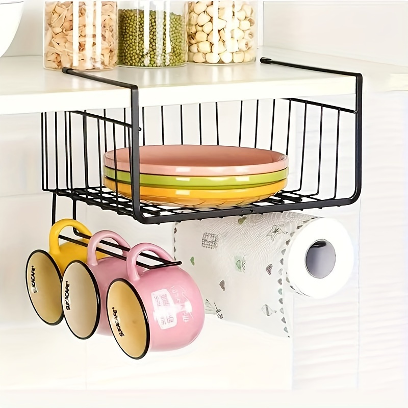 Dorm Desk Organizer With Hanging Baskets And Paper Roll Holder - Under Bed Storage Rack For Small Spaces, Shelving For Study Supplies (), Shelf Baskets