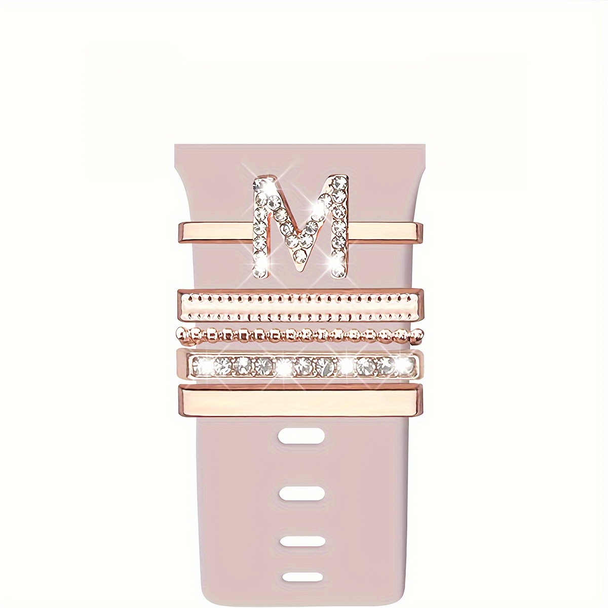 Hot 2024 New Shiny Alphabet Initial Letter Watchband Ring Loops, Luxury Rhinestone Watch Strap Charms Decorations 5pcs Alphabet Initial Letter Watchband Rings Loops Compatible With Watch For For (a-z)
