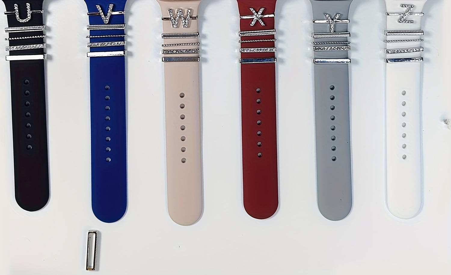 Hot 2024 New Shiny Alphabet Initial Letter Watchband Ring Loops, Luxury Rhinestone Watch Strap Charms Decorations 5pcs Alphabet Initial Letter Watchband Rings Loops Compatible With Watch Garmin Smartwatch (A-Z)