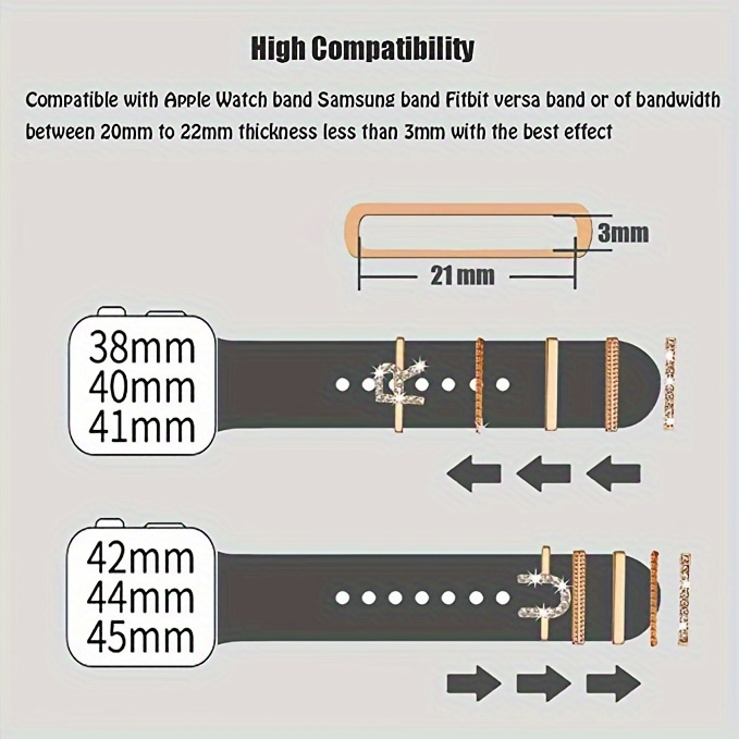 Hot 2024 New Shiny Alphabet Initial Letter Watchband Ring Loops, Luxury Rhinestone Watch Strap Charms Decorations 5pcs Alphabet Initial Letter Watchband Rings Loops Compatible With Watch Garmin Smartwatch (A-Z)