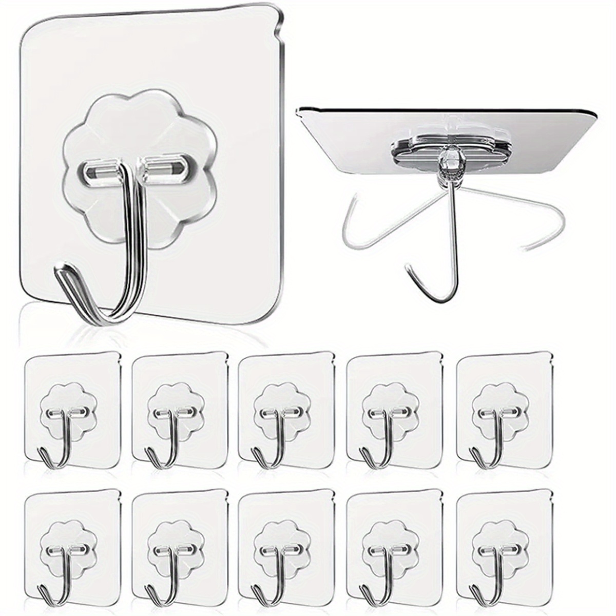Adhesive Wall Hooks - Pack of 20, No-Nail Wall Hangers for Bathroom,  Bedroom, an