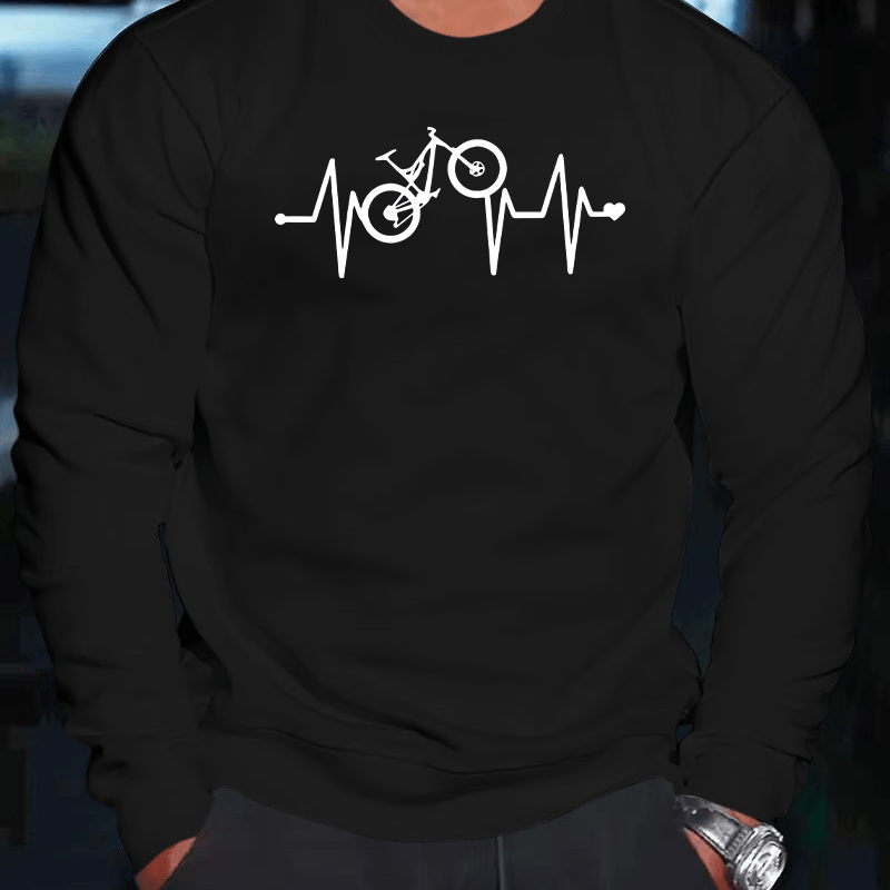 

Bike Print Men's Pullover Round Neck Long Sleeve Sweatshirt Loose Casual Top For Autumn Winter Men's Clothing As Gifts