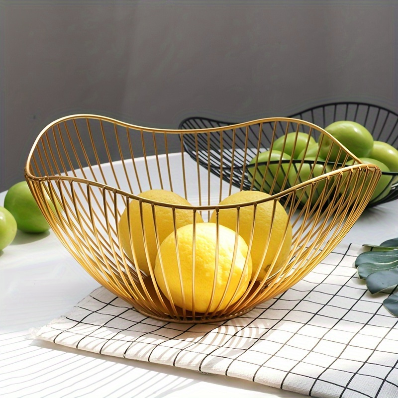 

1pc Modern Iron Fruit Basket - Creative Home Storage & Display Tray For Fruits, Snacks & Bread For Restaurant Kitchen Eid Al-adha Mubarak