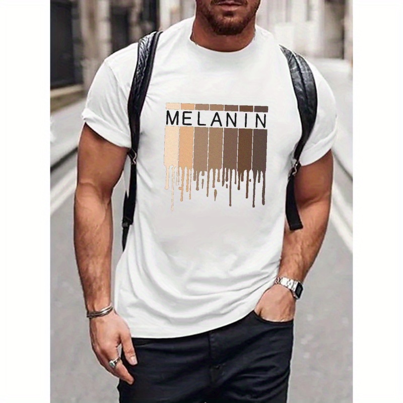 

Melanin Print T Shirt, Tees For Men, Casual Short Sleeve T-shirt For Summer