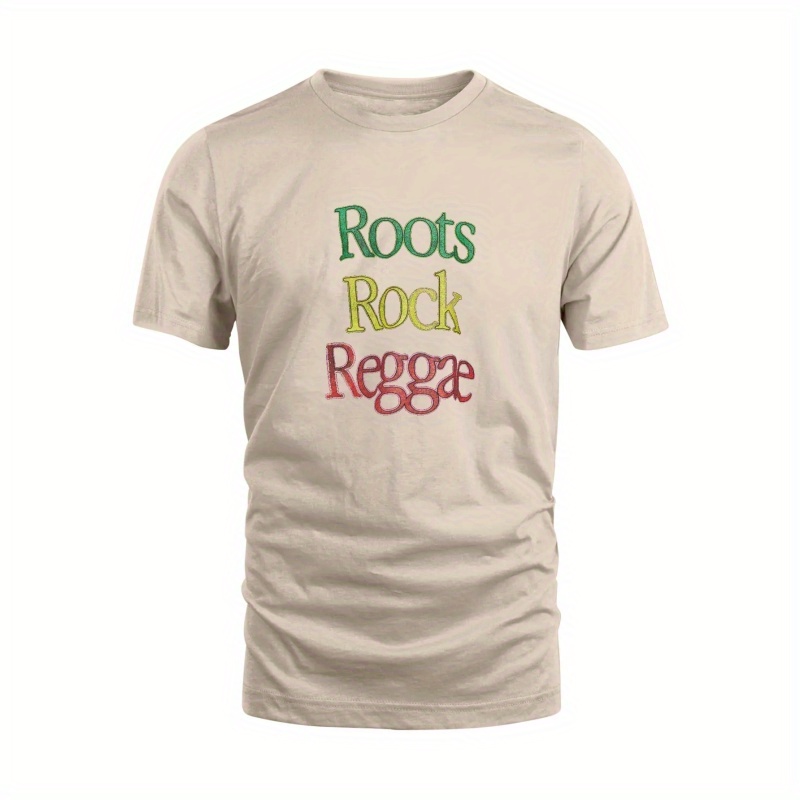 

T-shirts imprimés 'Roots Rock Reggae' pour hommes, t-shirt décontracté à col rond à manches courtes, t-shirt confortable et respirant pour toutes les saisons
