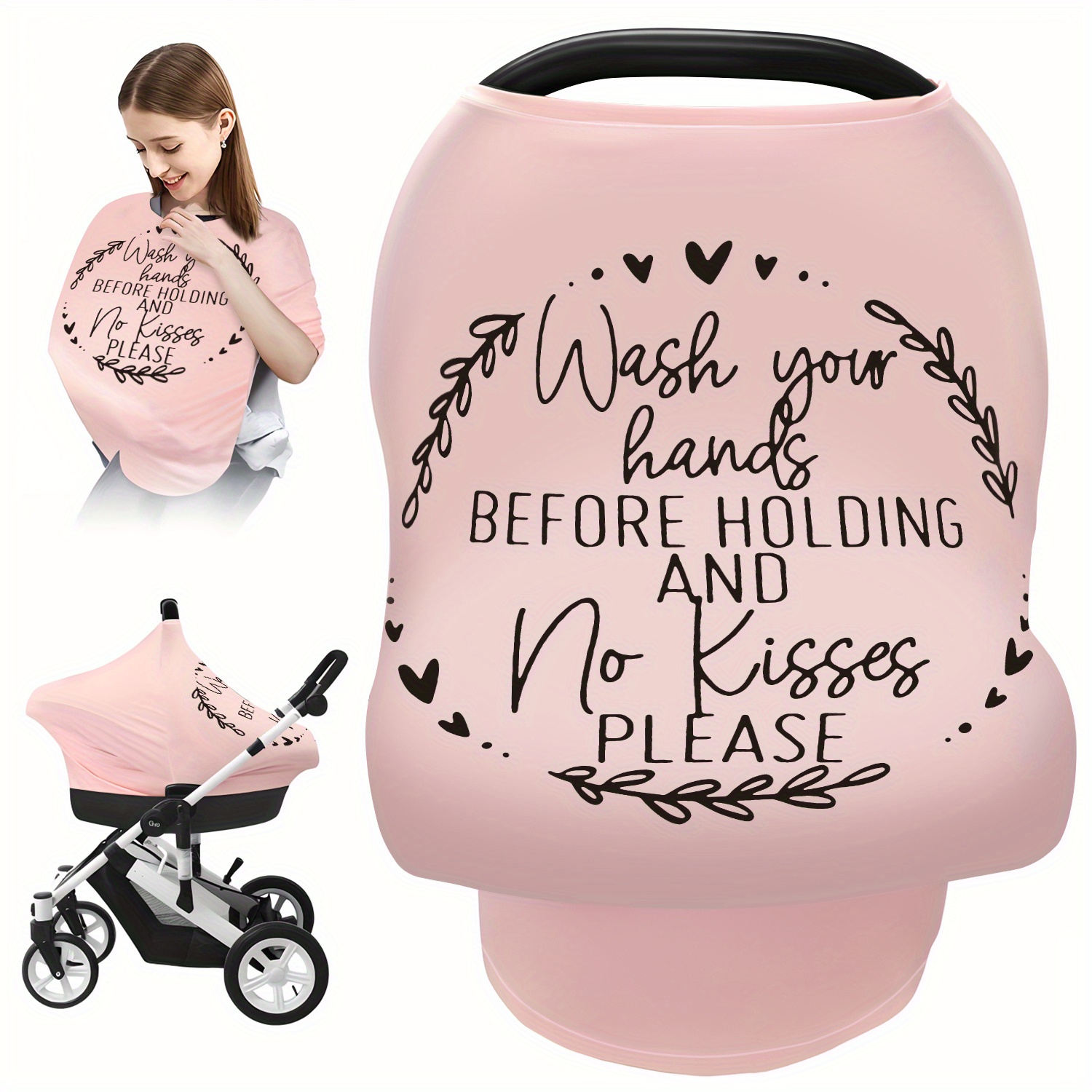 

No Kissing Sign Car Seat Cover, Mom Nursing Cover, Breastfeeding Scarf, Multi-use For Carrier/stroller/shopping Cart, Gifts