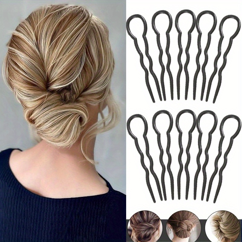 

10pcs Simple U Shaped Hairpin Plastic Chignon Hair Fork Stick Headwear Hair Clip Hair Styling Accessories For Women