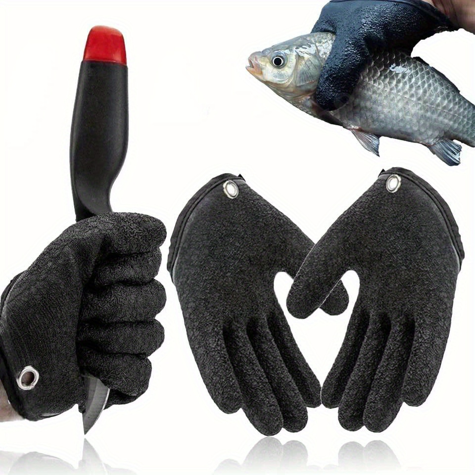 2Pcs Fishing Gloves with Magnet Release, Professional Anti-Slip Catch Fish  Gloves,Puncture Proof Fishing Glove for Handling,Catching,Cleaning,Hunting, Fishing Accessories
