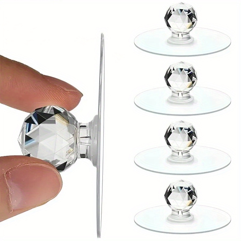 

10pcs Crystal Clear Pvc Door Knobs, Round Non-drilling Adhesive Pull Handles For Cabinets, Waterproof Stick-on Drawer Handles, 1.97in Diameter For Wardrobe & Cupboard Use