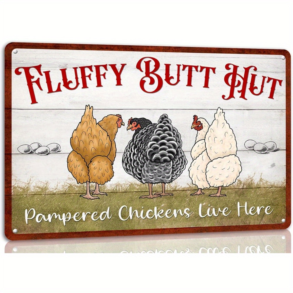 

Fluffy Butt Hut Metal Tin Sign Funny Chicken Coop Sign For Home Decor Kitchen Decoration Wall Art Farm Farmhouse Vintage Decor Chicken Coop Accessories 8x12 Inch