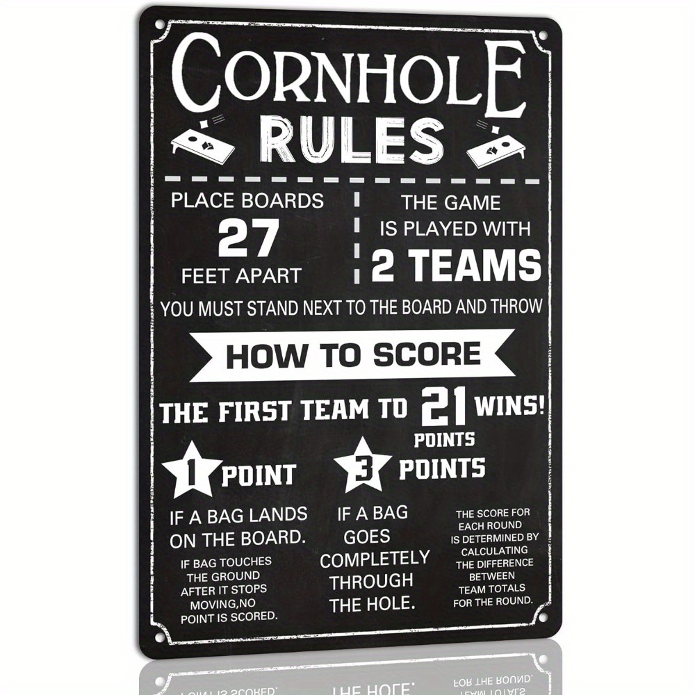 

Cornhole Rules Metal Tin Sign Home Man Cave Family Games Vintage Poster Points Score Wall Decor Retro Plaque 8x12 Inch