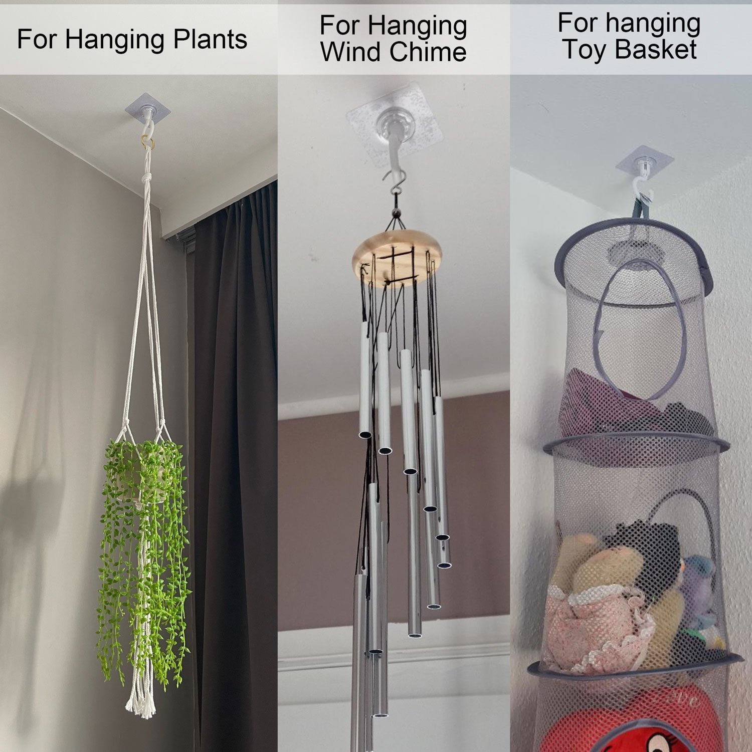 10pcs Adhesive Ceiling Hooks For Hanging Clothes Mobile Curtain