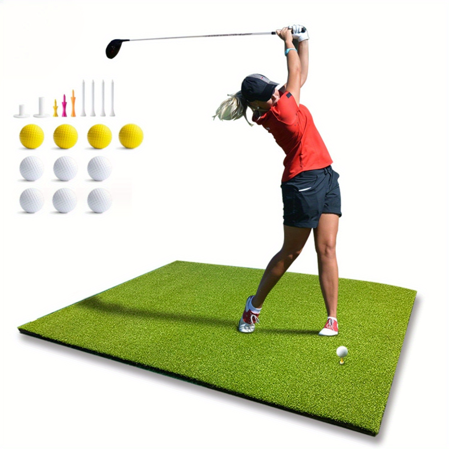   golf hitting mats with 10 golf balls 9 golf tees golf hitting training aids for backyard driving chipping indoor outdoor training details 1