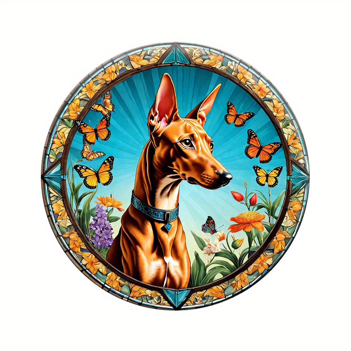 

1pc, Husky Sign - Butterfly And Dog Tin Sign, Suitable For Home Room Cafe Bedroom Bar Living Room Garage Wall Decoration, Round Fashion Art Aesthetic, Holiday Gift 8x8 Inch (20x20cm)