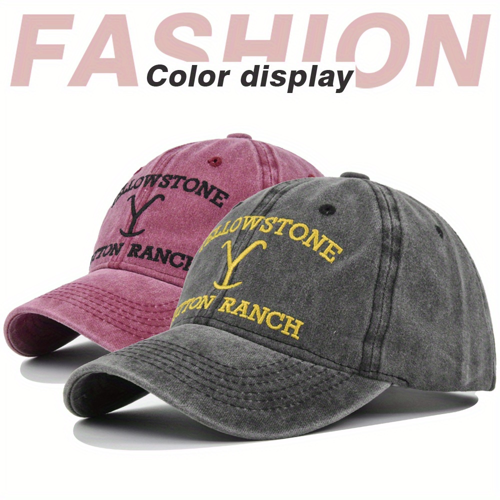 1pc Yellowstone Embroidered Baseball Cap For Women, Washed Curved Brim Sun  Hat Peaked Cap