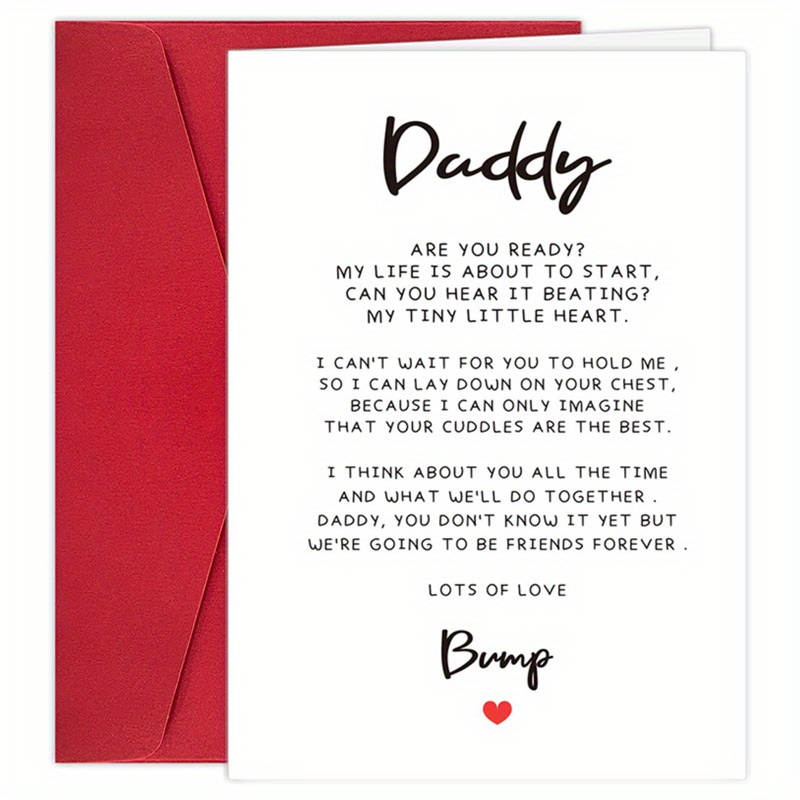

1pc, Lovely Father’s Day Card For Dad To Be, Daddy To Be Poem Card From Bump, Cute Pregnancy Announcement Card Gift