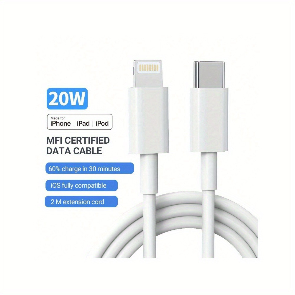 2 Paquetes 20W 6 FT Cable Tipo C (Certificado MFi) - Temu
