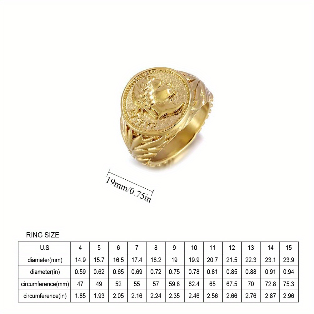 Roman Empire Caesar Pattern Ring Titanium Steel Retro Electroplated Portrait