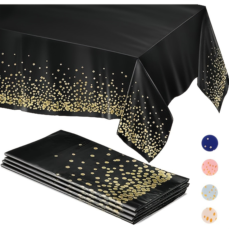 

1pc/2pcs/3pcs, Disposable Party Table Cloths, Golden Dot Tablecloths, Plastic Tablecloth, Paper Tablecloth For Bbq, Party, Fine Dining, Birthday Parties Wedding Anniversary Decor