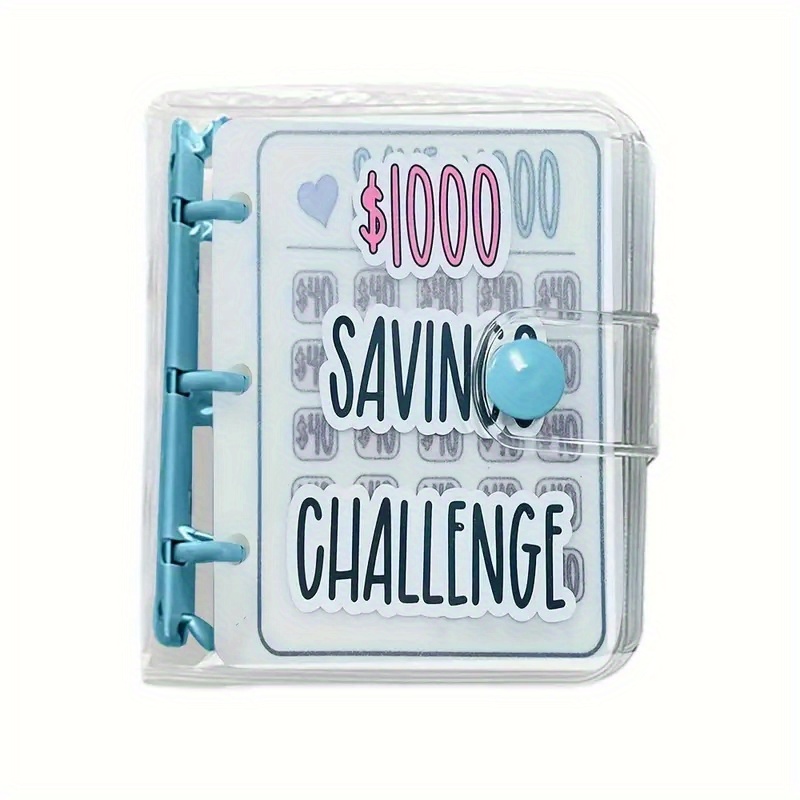 1pc 1000 saving challenge mini binder pvc cash envelope wallet budgeting notebook organizer with aesthetic design for personal finance