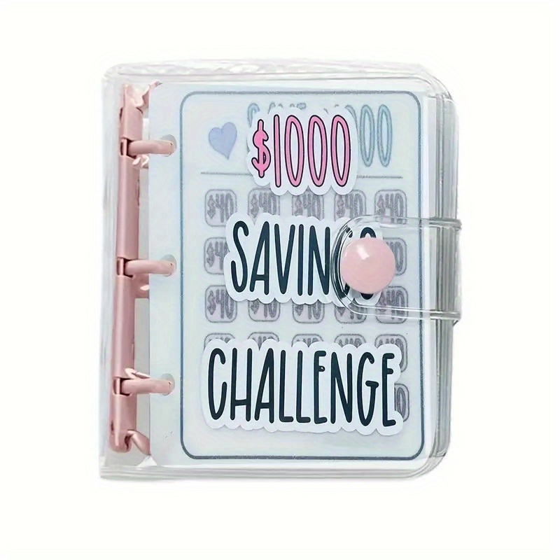 1pc 1000 saving challenge mini binder pvc cash envelope wallet budgeting notebook organizer with aesthetic design for personal finance