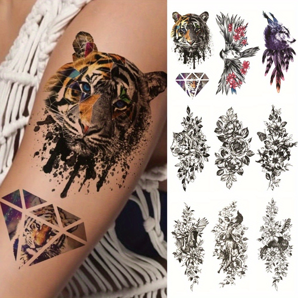 Acquista Adesivi per tatuaggi impermeabili Fiori e piante di animali Tatuaggi  temporanei Adesivi personalizzati Gamba del braccio del corpo del tatuaggio  di lunga durata