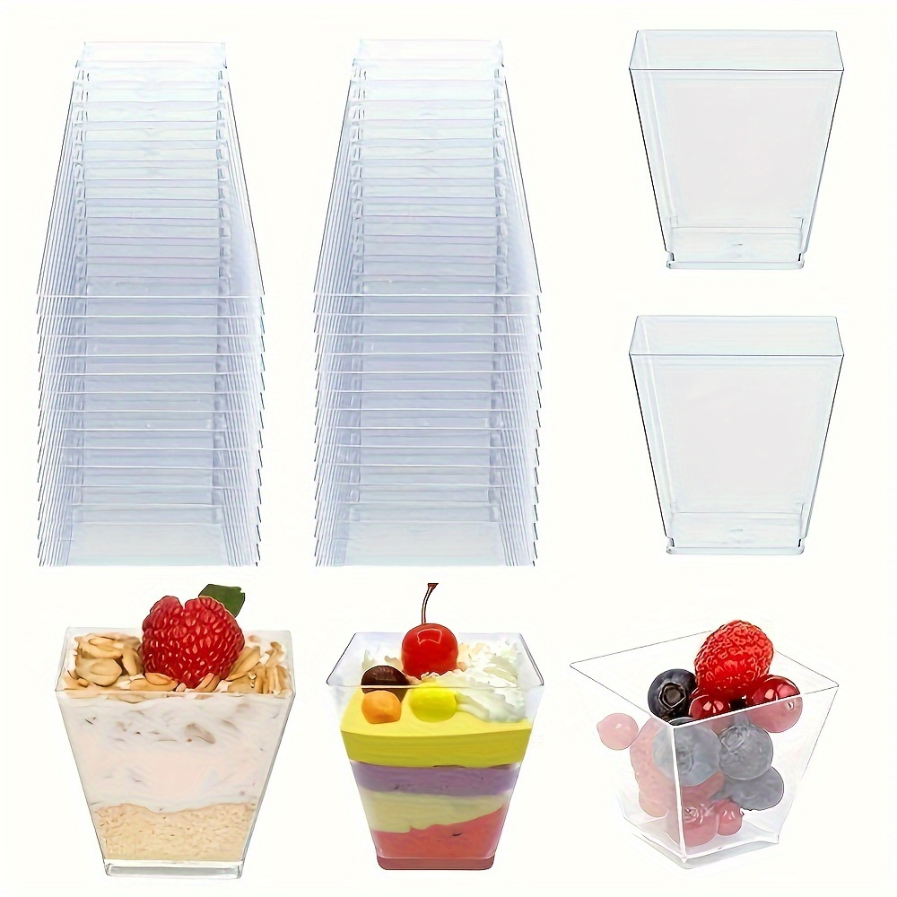 50/100pcs 240ML large size Disposable Plastic Dessert Cups Birthday  Transparent Party ice Cream Cup Home Christmas Supplied