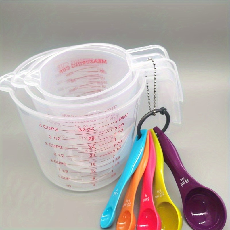 

1 Set, Plastic Measuring Cup And Measuring Spoon, 5 Plastic Measuring Spoon, For Cooking And Measurements, Non Bisphenol Measuring Cup Nozzle And , Accessories