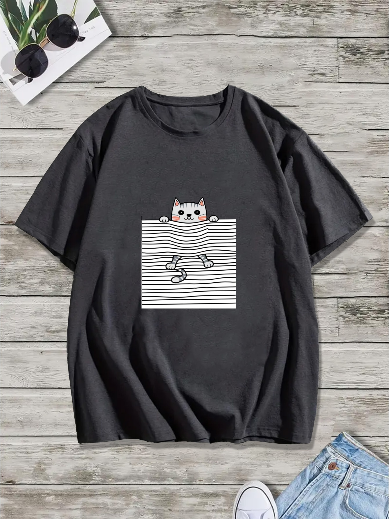 There Is No Such Thing As Too Many Cats Graphic Print Men's Creative Top,  Casual Stretch Short Sleeve Crew Neck T-shirt, Men's Tee For Summer Outdoor  - Temu United Kingdom