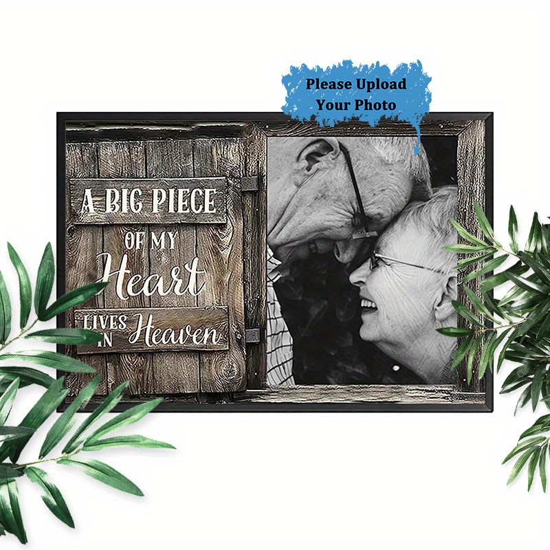 

1pc Personalized Metal Sign With Metal Framed Personalized Gift A Big Piece Of My Heart Lives In Heaven, Sympathy Gift, Memorial Wall Art, Loss Signs, Loss Of Dad Mom