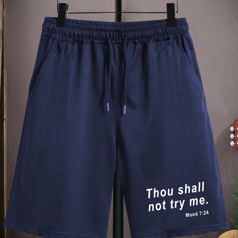 

Plus Size Men's Trendy Shorts, "shall Not Try Me" Print Sports Outdoor Shorts For Summer