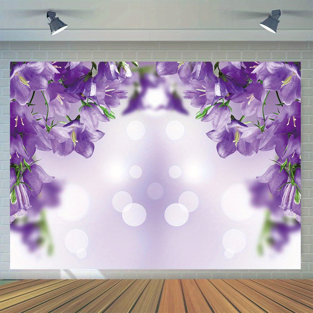 

1pc, Bokeh Theme Photography Backdrop, Vinyl Spring Purple Floral Photo Birthday Party Prom Decoration Studio Photo Studio Props