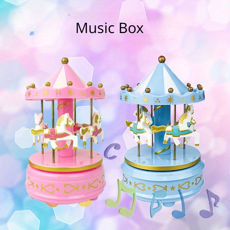 Creative Carousel Music Box Rotating Music Box Decoration Wooden