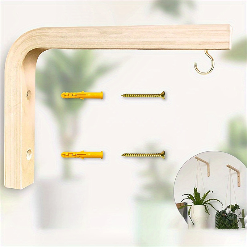 1pc Hanging Plant Hook Indoor Wooden Plant Hook Decorative Wall Mounted Plant  Stand Heavy Duty Metal Hooks For Plant Hangers Lights And Artworks Vintage  For Home Decor Indoor Outdoor Screws - Patio