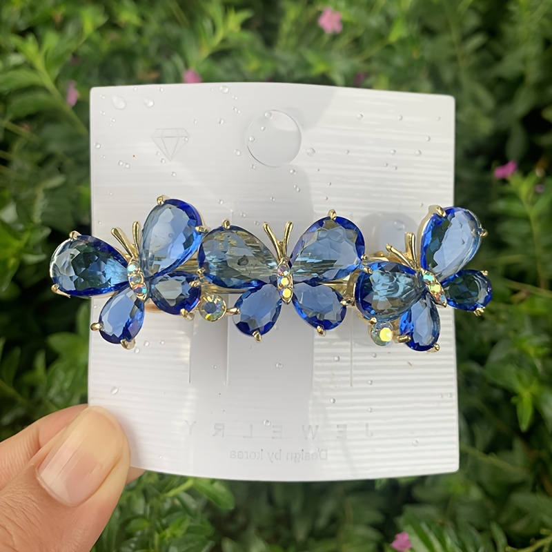 elegant sparkling rhinestone butterfly decorative hair side clips vintage hair barrettes for women and girls