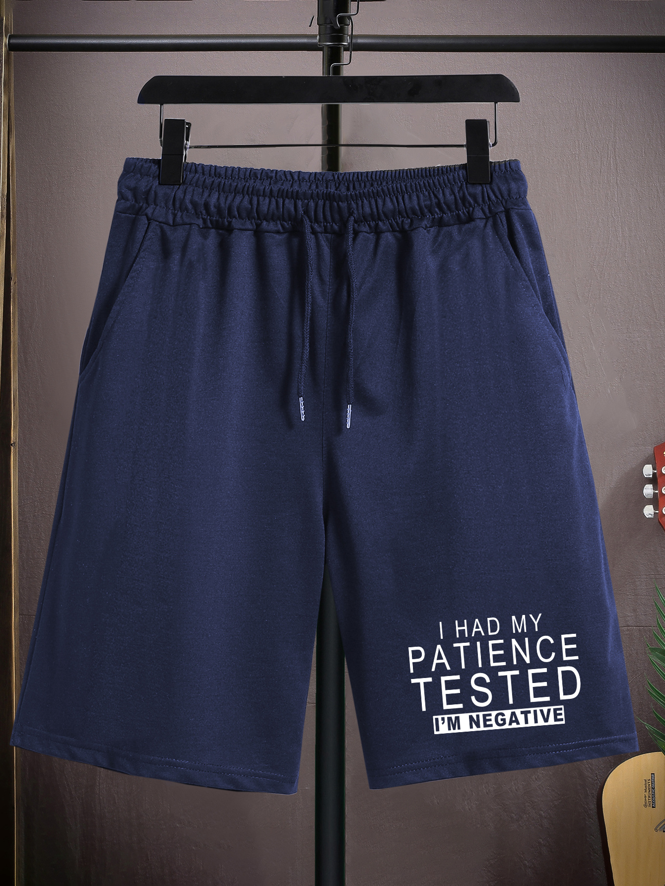 Patience Tested Negative Print Men's Drawstring Pants Loose Temu New