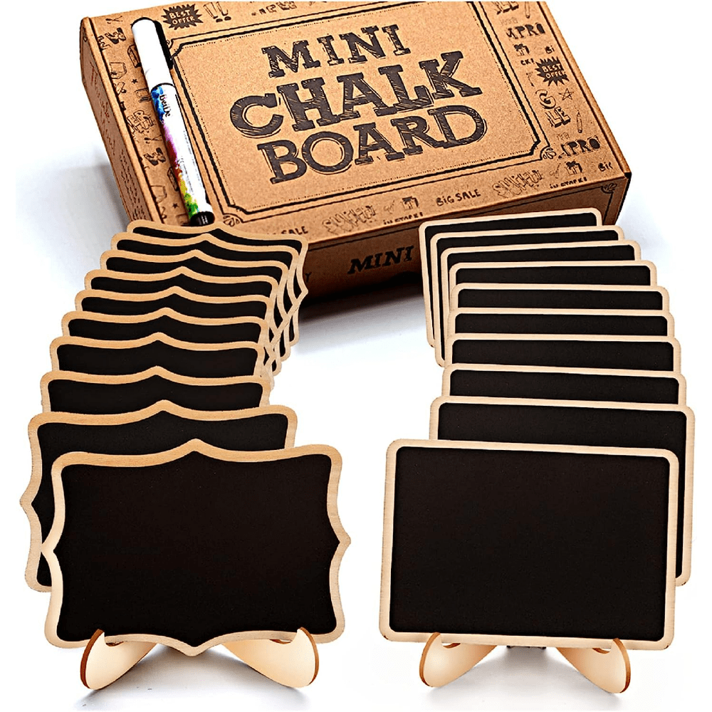 

10pcs, Mini Chalkboard Signs, Framed Small Chalkboard Labels With Easel Stand, Wooden Blackboard For Table Numbers, Food Signs, Wedding Signs, Message Board, Place Cards And Event Decorations