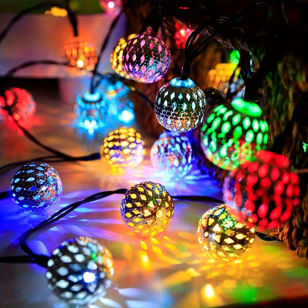 

1pc Ball String Lights, Multicolored Outdoor String Lights, For Wedding Party, Birthday, Christmas, Home Room Bedroom Decor, Holiday Accessory, Garden Yard Pathways-essential Decorations For Ramadan