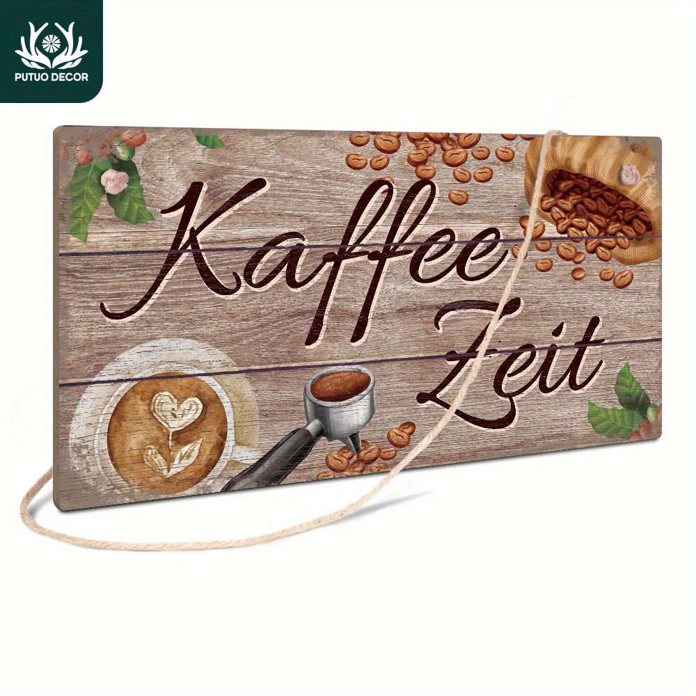 

1pc, German Wooden Sign, Kaffee Leit, Wood Hanging Plaque Wall Art Decor For Home Farmhouse Cafe Coffee Shop, 3.9 X 7.8 Inches Gifts