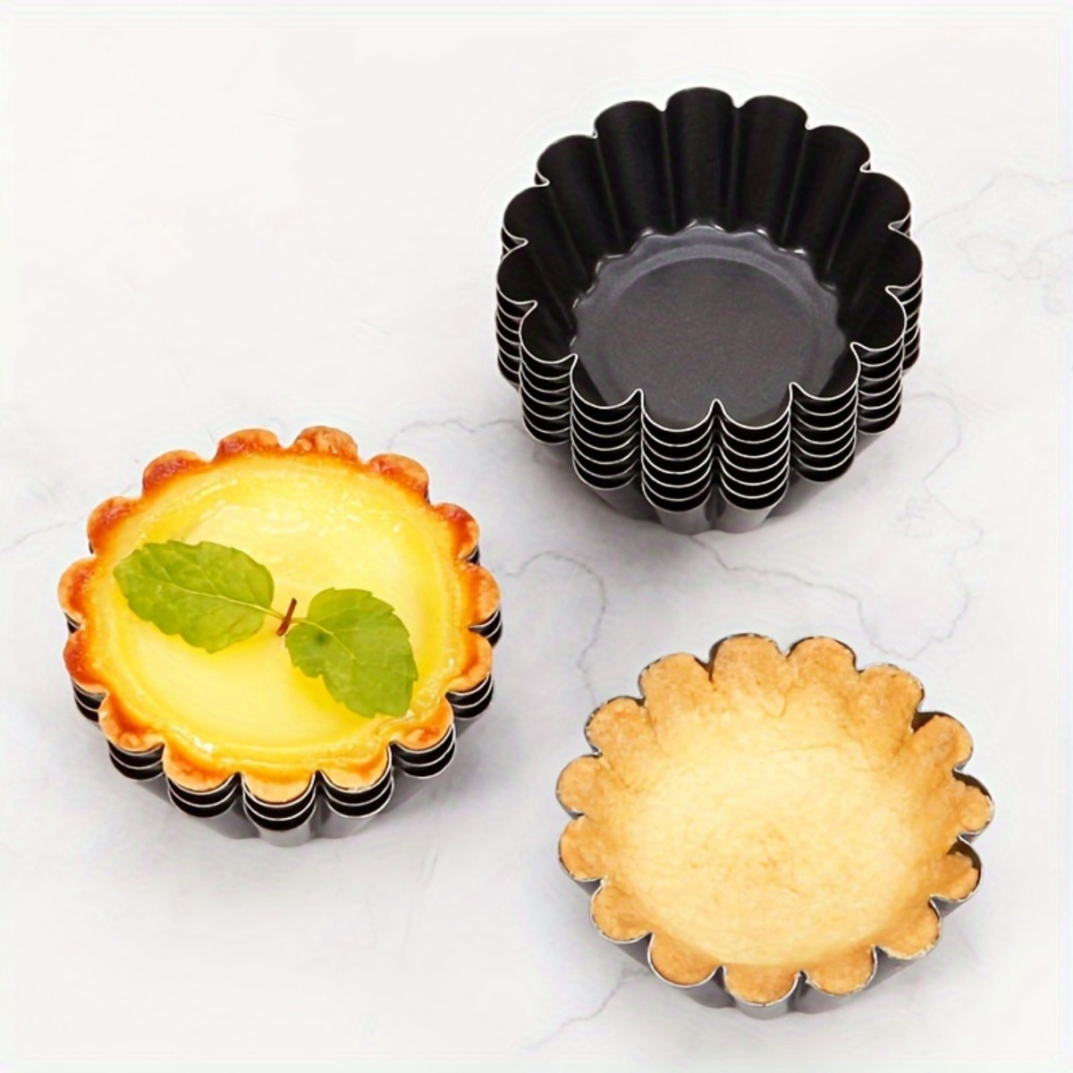 

Lot De 12 Moules À Tartelettes, Antiadhésifs, 2,5 Pouces, Moules À Cupcakes Et À Muffins, Mini Moules À Tarte, Ustensiles De Cuisine Pour La Pâtisserie