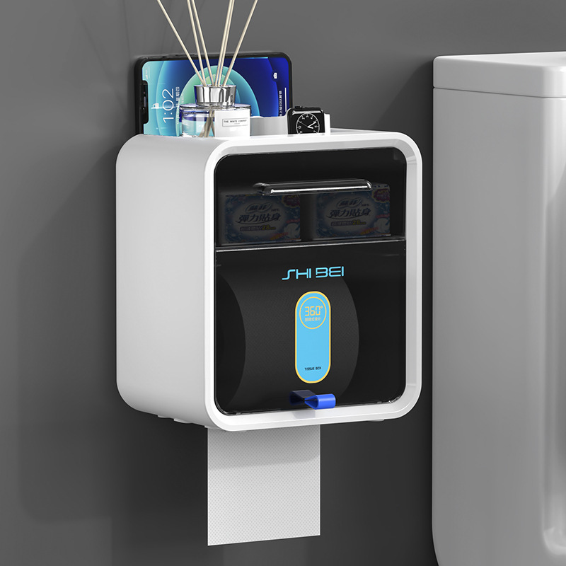 E-shop Selbstklebender Taschentuchhalter mit einfacher Installation - Wasserdichte Wandmontage für Badezimmer & Küche, Kein Bohren Erforderlich,
