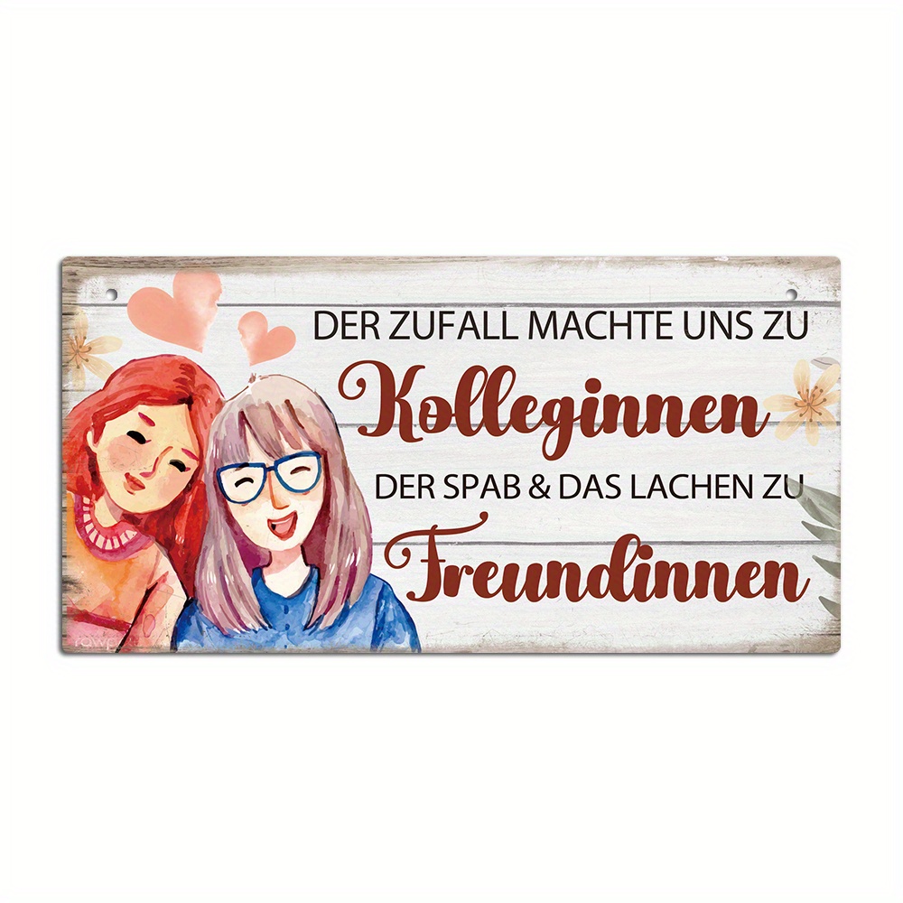 Image of 1pc, German Wooden Sign, Fate Made Us Colleagues At The Spa & , Wood Hanging Plaque Wall Art Decor For Home Farmhouse Shop, 3.9 X 7.8 Inches Gifts