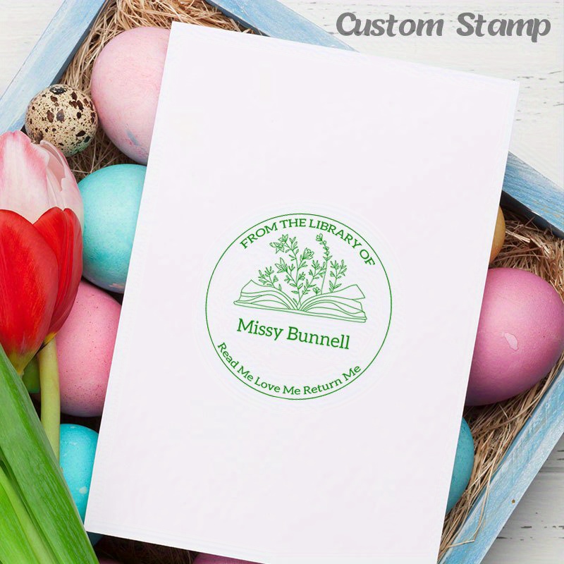

Text Custom Name Stamp Self Inking Floral Book Stamp For Library Personalize First Name Stamps Refilled Exlibrise Stamp For Pet Shop From The Library Of Stamp 4cm Round Acrylic Handle