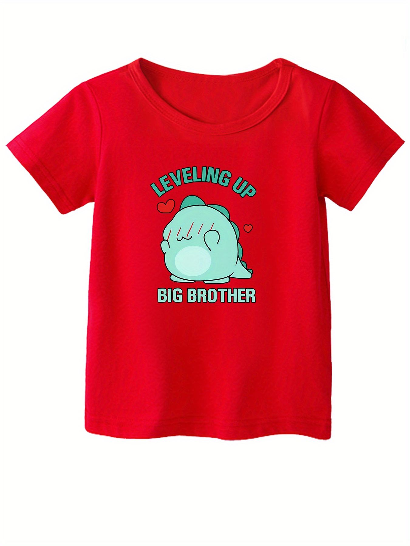 Cartoon Dinosaur Big Brother Print Tee Boys Girls Pregnancy - Temu ...