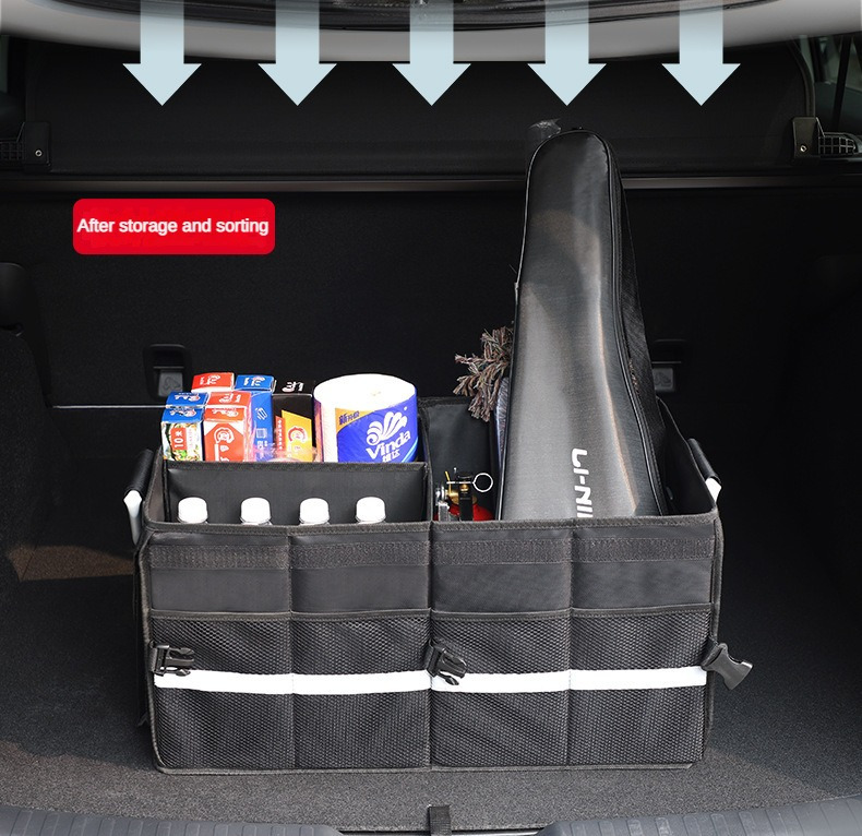 organisateur de coffre de voiture 1pc, boîte de rangement de , pliable, boîte de rangement en tissu oxford, accessoires de rangement intérieur de voiture Détails du produit 2