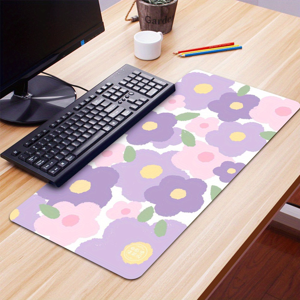 

Cute Purple Flowers Large Gaming Mouse Pad E-sports Office Desk Mat Keyboard Pad Natural Rubber Non-slip Computer Mouse Mat 35.4x15.7inch Suitable For Home Office Games As Gift For Teen Boys Girls