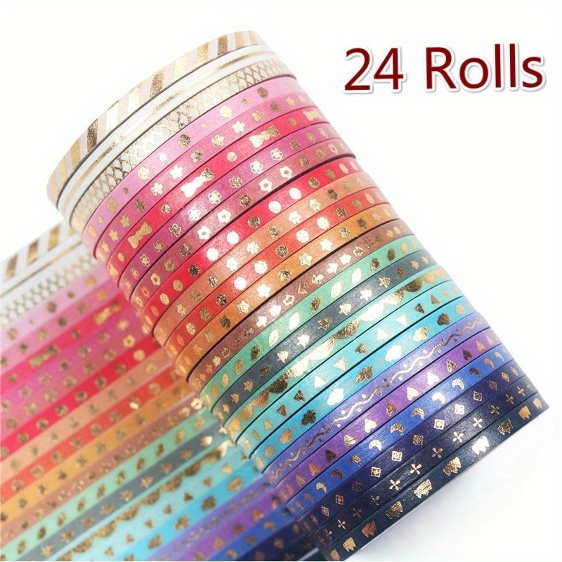 

24pcs Glitter Pattern Washi Tape Adhesive Sticker Hand Diary Stickers Masking Tape Decorative Christmas Diy Crafts