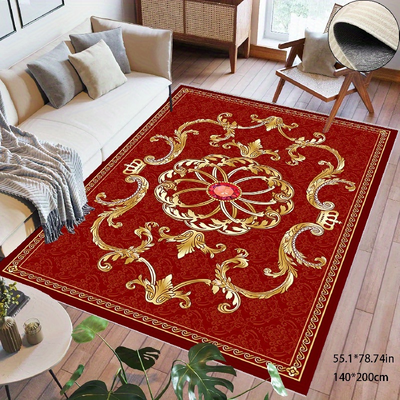 

Area Rugs For Living Room, Red Washable Indoor Entryway Rug, Urtra-thin Soft Non-slip Boho Area Rug, Cuteholiday Floor Carpet For Bedroom Kitrchen Doorway Office