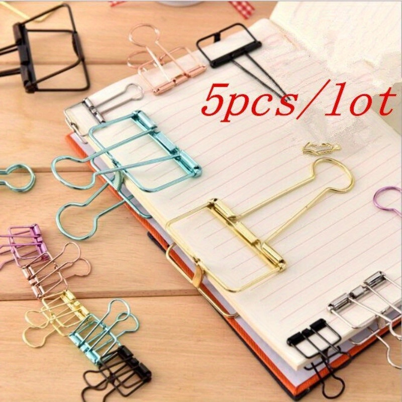 

5pcs Rosegold Binder Clips Paper Clip Office School Supplies Binding Supplies Files Bag Documents Bag Clips Metal Clips