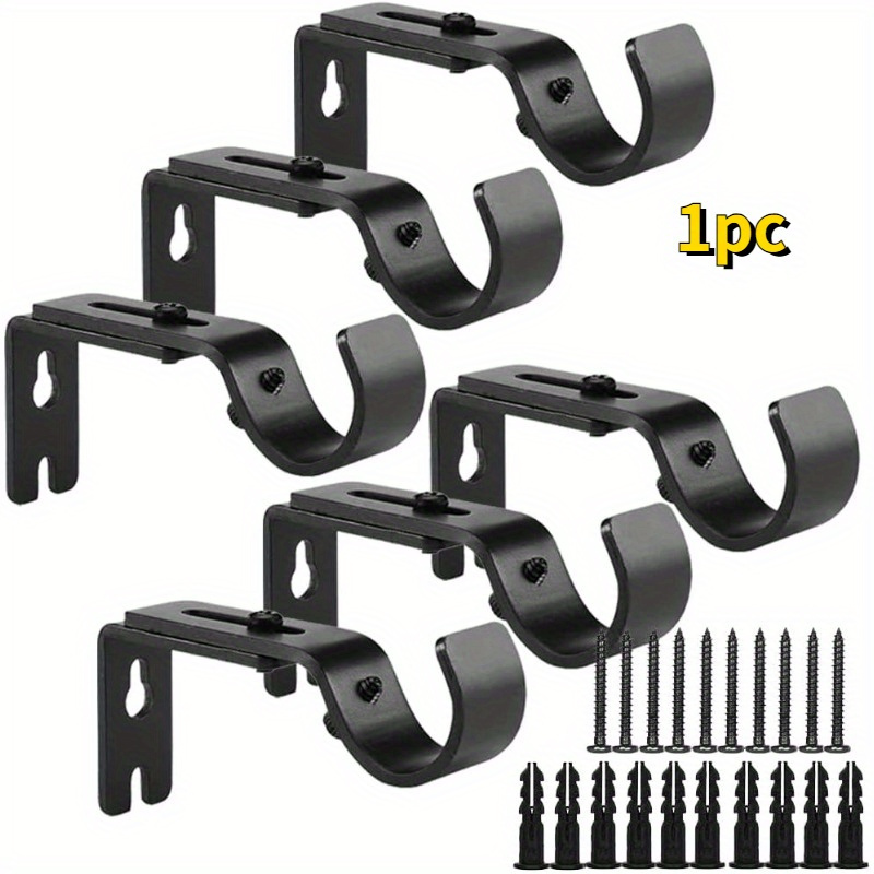 Curtain Rod Bracket, 10 Pack Heavy Duty Curtain Rod Holders, Black Single  Curtain Rod Hooks Hangers for Wall Drapery Rod Hardware Brackets Support  Fit